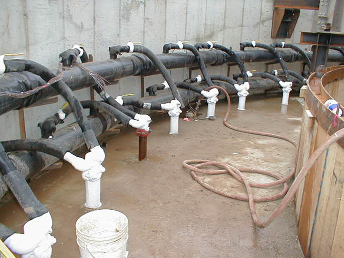 Coolant Distribution Manifold in Freeze Pipe Cellar, White County Coal, Indiana. (Courtesy of Keller, North America)