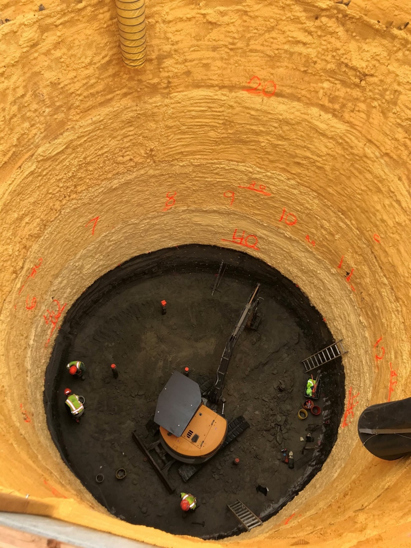 Polyurethane Insulation during Frozen Shaft Excavation. (Courtesy of Keller, North America)