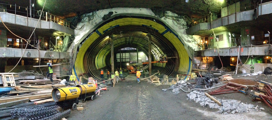 Frozen Tunnel Using Sequential Excavation Method, East Side Access New York City. (Courtesy of Keller, North America)