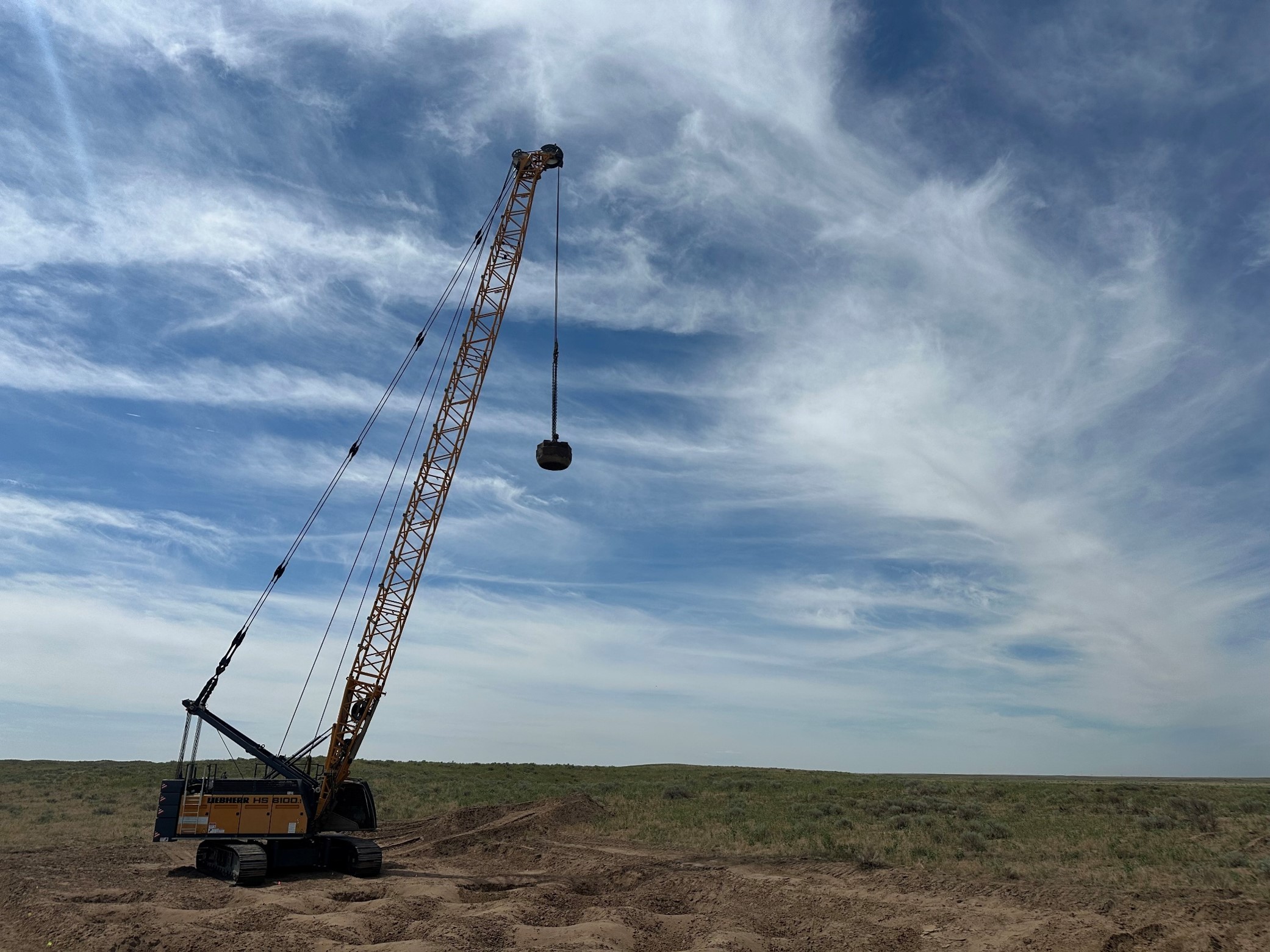 Dynamic compaction on a sandy site in Colorado.  (Courtesy of Chris Woods)