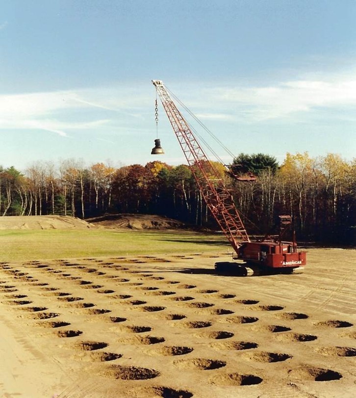 Typical dynamic compaction crater formation on a sandy site in Saratoga Springs, New York. (Courtesy of Densification, Inc.)