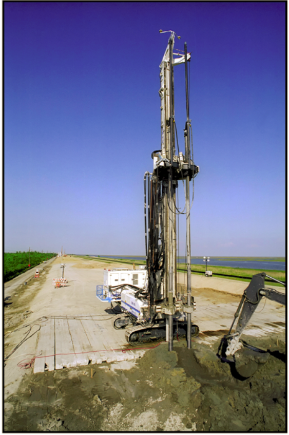 Deep Mixing rig on levee project in New Orleans, LA. From Trevi Icos Corporation.