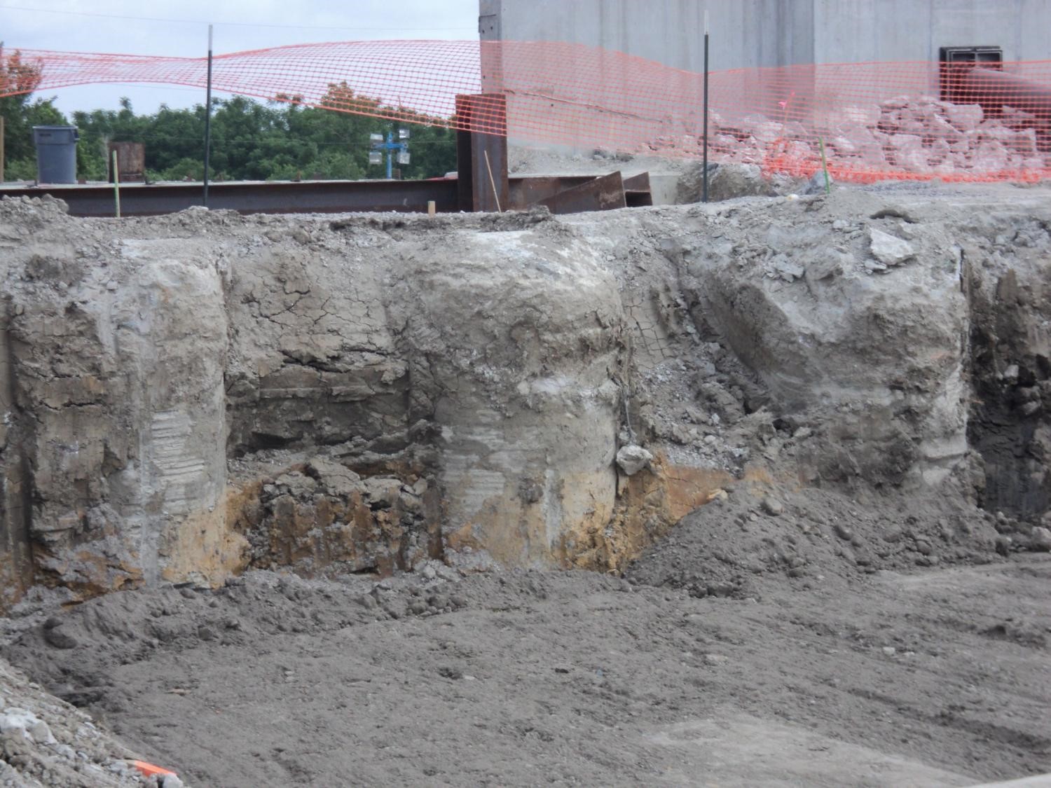 Exposed sides of deep mixing columns. (Courtesy of George Filz).