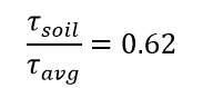 Equation: The ratio of Tau sub soil over T sub average is equal to 0.62.