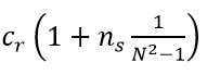 Equation: c sub upsilon, times the sum of, one, plus, eta sub S, times, the ratio of one over the term, N squared minus 1.