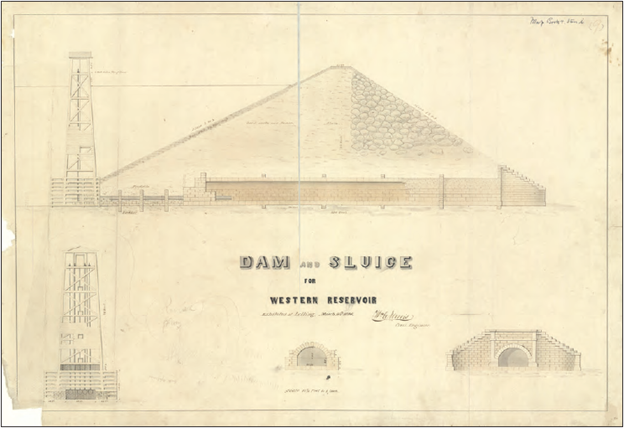 Design plans for the dam of the Western Reservoir