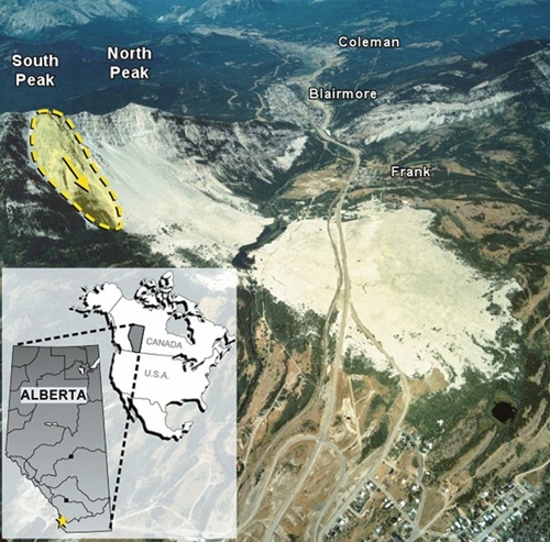 Aerial photo, site of Frank Slide