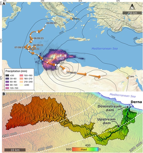 Map of path of Storm Daniel