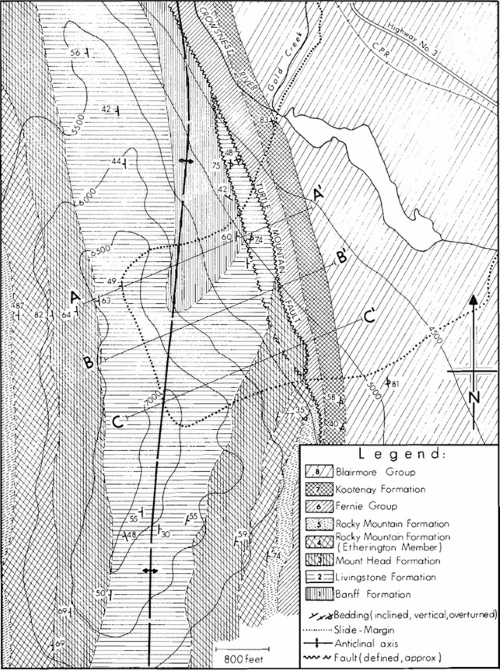 Aerial geologic map of Turtle Mountain and Crowsnest Pass