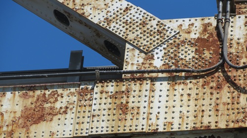 View of rust on the side of the old Tappan Zee bridge