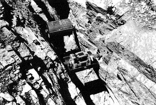 Aerial black and white photograph