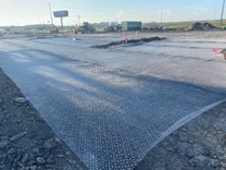 Photograph of layout of geogrid.