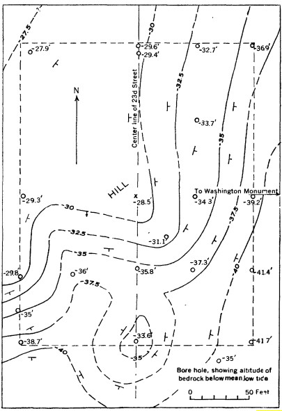 Line diagram illustrating subsurface boring locations