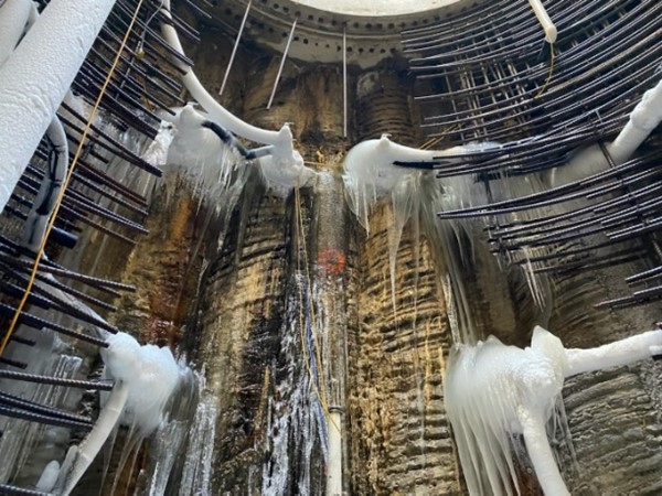 Ground freezing system from the shaft (Courtesy of Keller, North America)